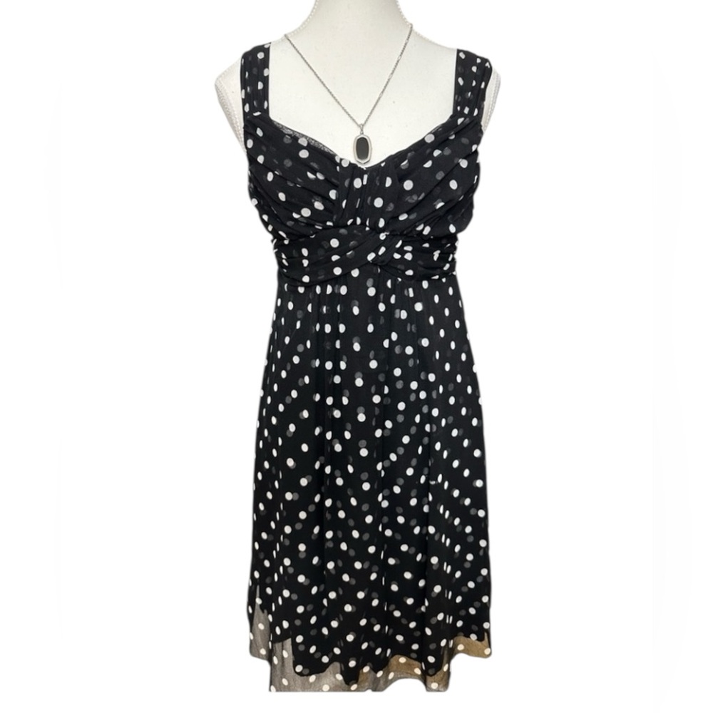 🌻3x$20.
INC  Beautiful  black dress   With White polka dots, preowned,  like new
